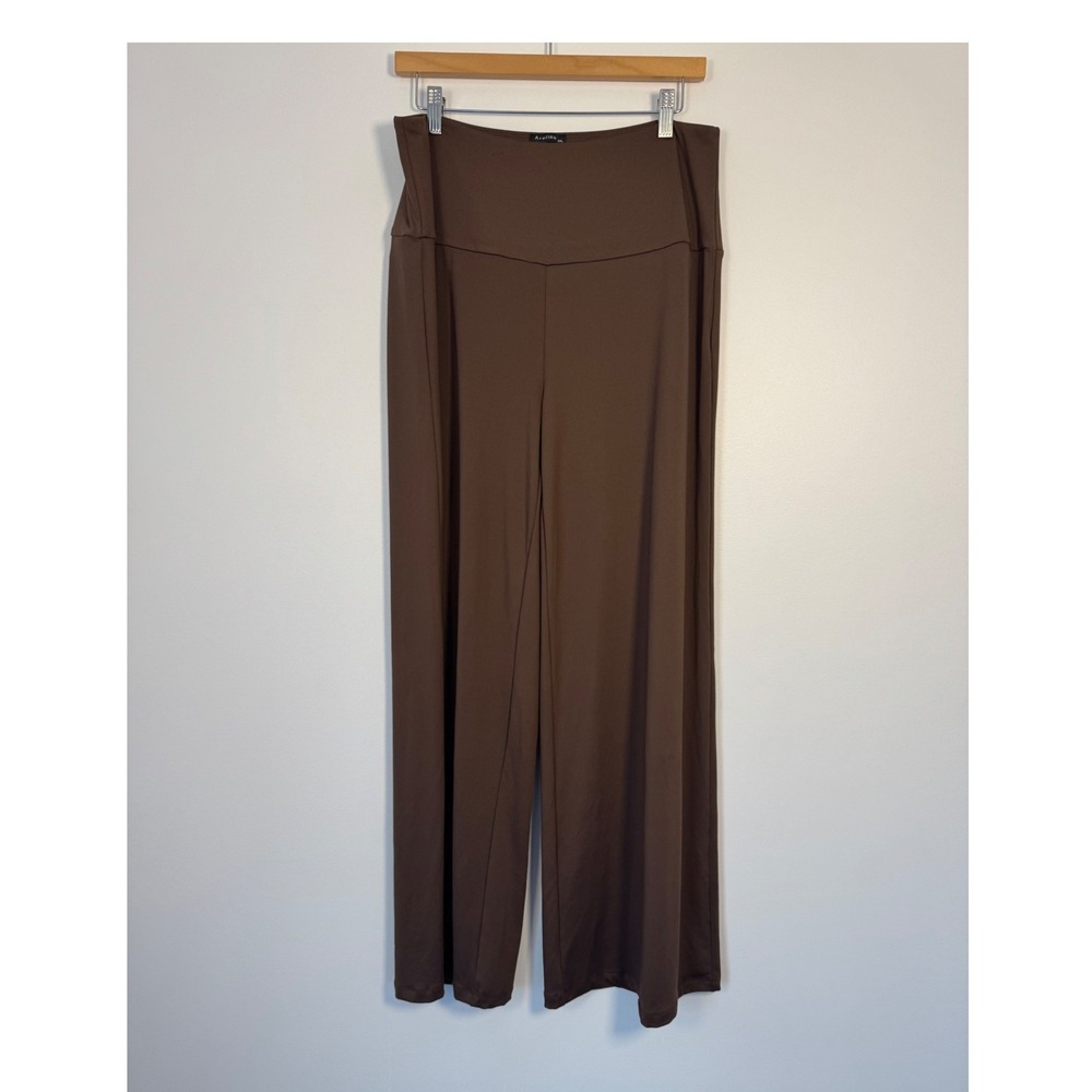 Minimalist Arolina Womens XXL Wide Leg Pants‎ Brown High Waist Stretch Trousers